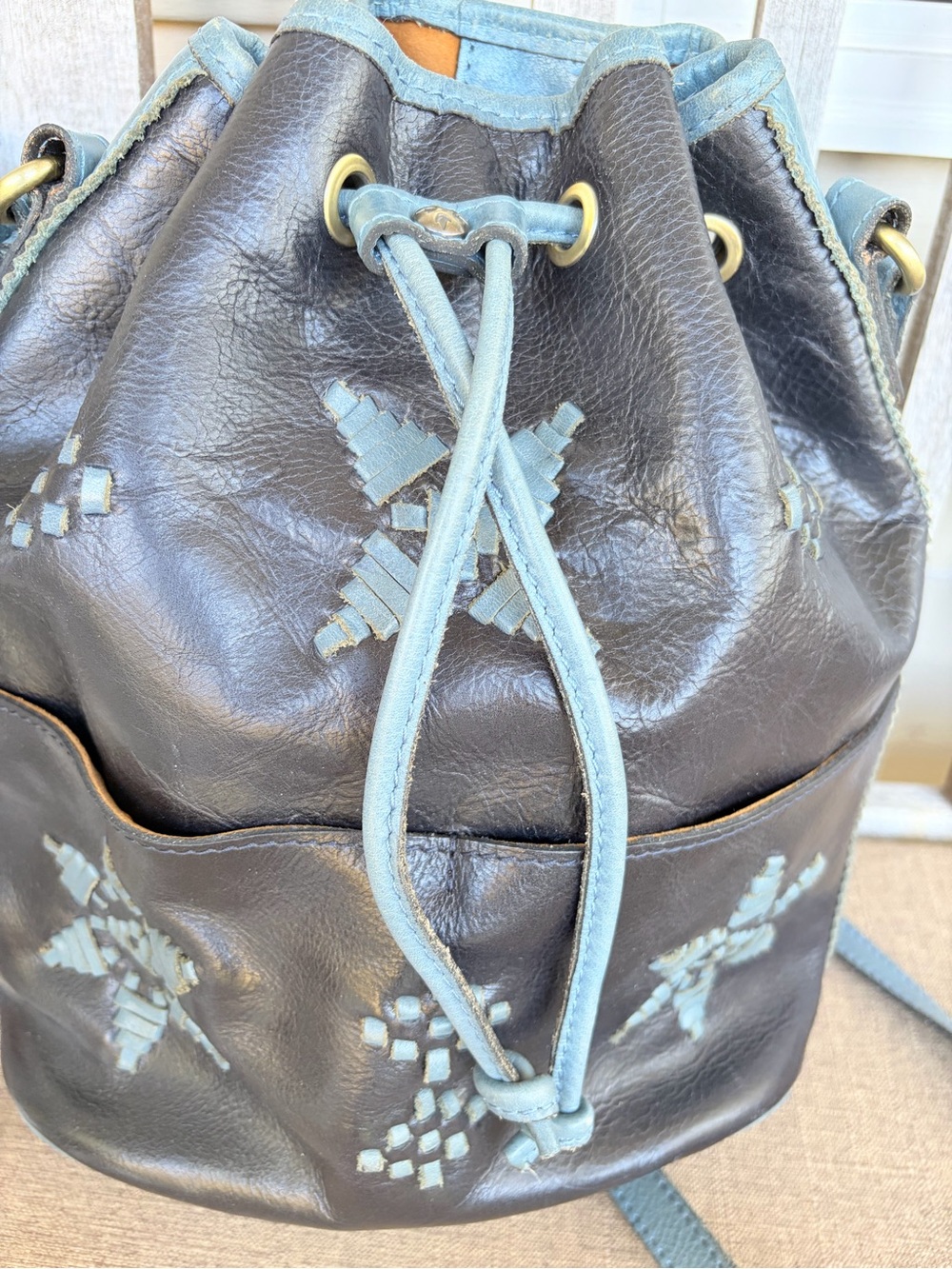 Patricia Nash Brindisi Bucket Crossbody Bag Boho Woven Leather - Picture 2 of 10